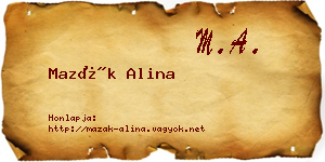 Mazák Alina névjegykártya